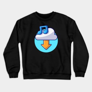 Cloud Download Music with Note Cartoon Vector Icon Illustration Crewneck Sweatshirt